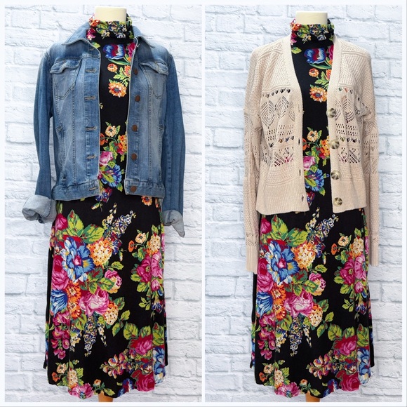 Anthropologie floral soft turtleneck dress, S. - Picture 5 of 12